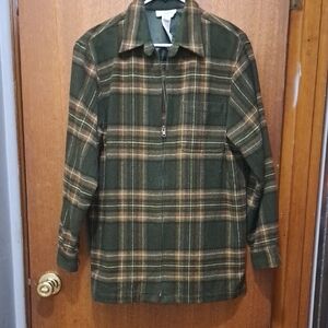 Jones New York Olive Plaid Shirt Jacket